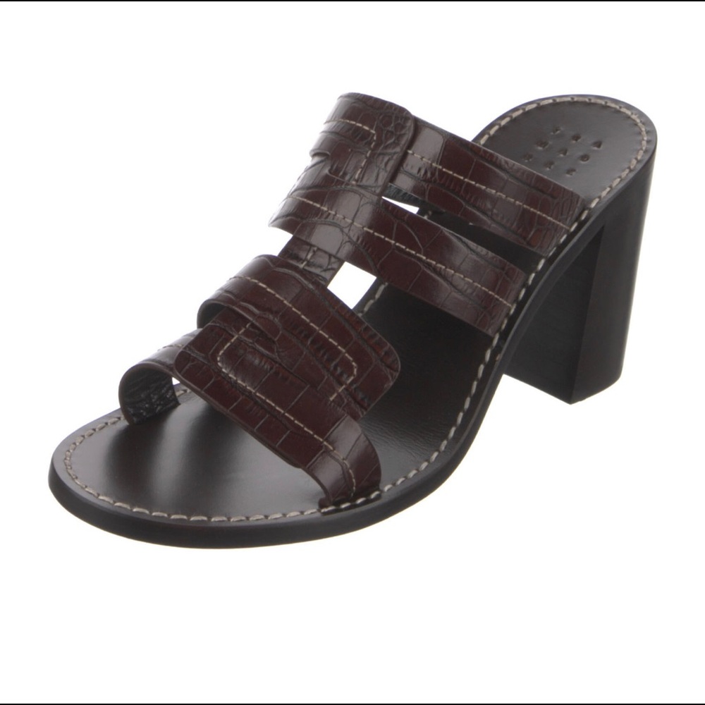 Trademark Embossed Leather Slides